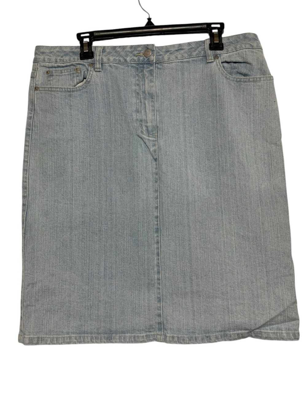 Villager Denim Jean Pencil Skirt Size 14 Light Wash Stretch Long Modest Spring